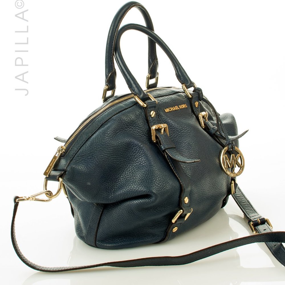MICHAEL KORS PEBBLED BLUE LEATHER SATCHEL - Picture 13 of 13